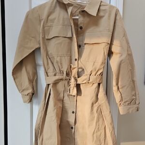 Tan Belted Girl Dress Zara Khaki Dress